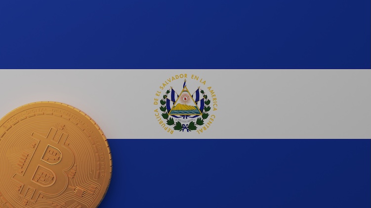 Vlag van El Salvador met bitcoin